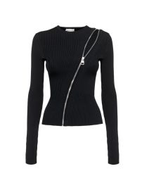 Shop Alexander McQueen Rib-Knit Zip-Detail Top at Saks Fifth Avenue