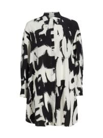 Shop Alexander McQueen Silk Graffiti-Logo Shirtdress at Saks Fifth Avenue