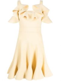 Shop Alexander McQueen cold-shoulder ruffle-trim minidress with Express Delivery - at Farfetch