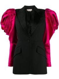 Shop Alexander McQueen exaggerated shoulder single-breasted blazer with Express Delivery - at Farfetch