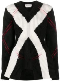 Shop Alexander McQueen intarsia-knit checked jumper with Express Delivery - at Farfetch