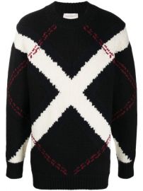 Shop Alexander McQueen oversized argyle jumper with Express Delivery - at Farfetch