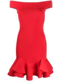 Shop Alexander McQueen ruffled hem off-shoulder dress with Express Delivery - at Farfetch