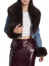 Shop Alexander Wang Faux Fur-Embellished Denim Jacket at Saks Fifth Avenue