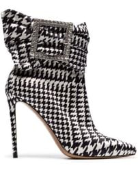 Shop Alexandre Vauthier black and white Yasmin 100 houndstooth print buckle embellished ankle boots with Express Delivery - at Farfetch