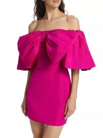 Shop Alexia Mara Valentina Silk Bow-Embellished Minidress at Saks Fifth Avenue