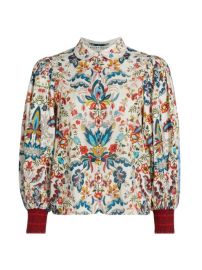 Shop Alice  Olivia April Embroidered Floral Blouse at Saks Fifth Avenue