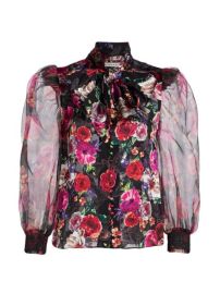 Shop Alice  Olivia Brentley Floral Tie Neck Blouse at Saks Fifth Avenue