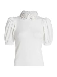 Shop Alice Olivia Ciara Pearl Collar Wool Sweater at Saks Fifth Avenue