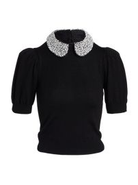 Shop Alice  Olivia Ciara Pearl Collar Wool Sweater at Saks Fifth Avenue