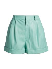 Shop Alice  Olivia Conry Vegan Leather Pleated Cuff Shorts at Saks Fifth Avenue