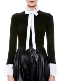 Shop Alice  Olivia Cornelia Wool amp Silk-Blend Tieneck Sweater at Saks Fifth Avenue