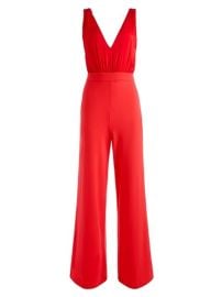 Shop Alice  Olivia Gale Deep V-Neck Crepe Jumpsuit at Saks Fifth Avenue