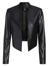 Shop Alice  Olivia Harvey Open Leather Jacket at Saks Fifth Avenue