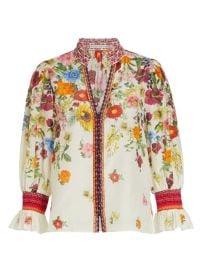 Shop Alice  Olivia Ilan Smocked Floral Blouse at Saks Fifth Avenue