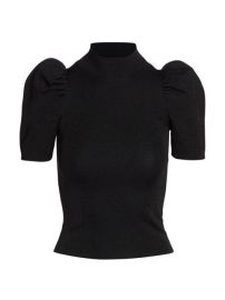 Shop Alice  Olivia Issa Puff-Sleeve Fitted Top at Saks Fifth Avenue