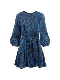 Shop Alice  Olivia Mina Puff-Sleeve Godet Belted Dress at Saks Fifth Avenue