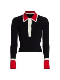 Shop Alice  Olivia Pia Rib-Knit Wool-Blend Polo at Saks Fifth Avenue