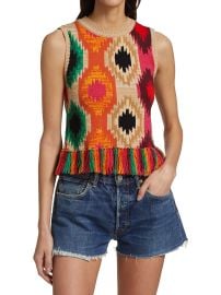 Shop Alice  Olivia Reva Print Fringe Peplum Tank Top at Saks Fifth Avenue