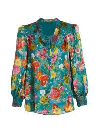 Shop Alice  Olivia Sheila Floral Satin Blouse at Saks Fifth Avenue