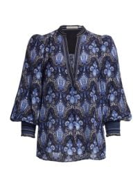 Shop Alice  Olivia Sheila Silk Blouson-Sleeve Blouse at Saks Fifth Avenue