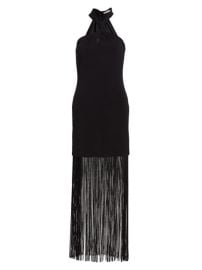 Shop Alice  Olivia Steph Twist Halterneck Fringe Dress at Saks Fifth Avenue