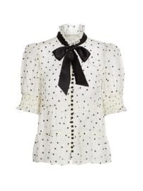 Shop Alice  Olivia Vicky Puff Sleeve Button Blouse With Tie at Saks Fifth Avenue