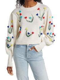 Shop Alice  Olivia Wendell Crochet Crewneck Sweater at Saks Fifth Avenue