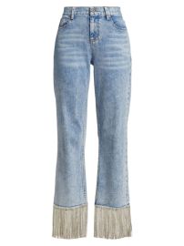 Shop Alice Olivia Amazing Boyfriend Fringe-Trim Jeans at Saks Fifth Avenue