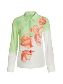 Shop Alice Olivia Brady Ombr Floral Silk Shirt at Saks Fifth Avenue