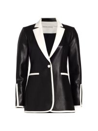 Shop Alice Olivia Breann Two-Tone Vegan Leather One-Button Blazer at Saks Fifth Avenue