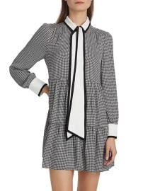 Shop Alice Olivia Carol Houndstooth Tieneck Minidress at Saks Fifth Avenue