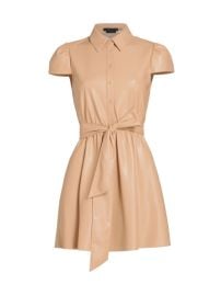 Shop Alice Olivia Carolyn Vegan Leather Tie-Waist Shirtdress at Saks Fifth Avenue