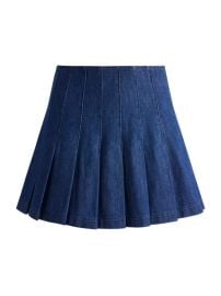 Shop Alice Olivia Carter Denim Pleated Miniskirt at Saks Fifth Avenue