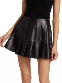 Shop Alice Olivia Carter Vegan Leather Pleated Miniskirt at Saks Fifth Avenue