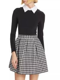 Shop Alice Olivia Chara Houndstooth Pleated Minidress Saks Fifth Avenue at Saks Fifth Avenue