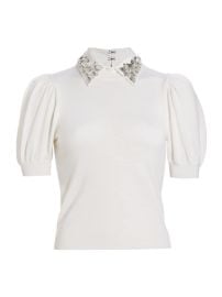 Shop Alice Olivia Ciara Embellished Puff-Sleeve Sweater at Saks Fifth Avenue