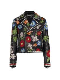 Shop Alice Olivia Cody Embroidered Leather Moto Jacket at Saks Fifth Avenue