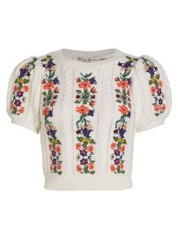 Shop Alice Olivia Daren Cotton amp Wool Knit Crop Sweater at Saks Fifth Avenue