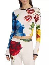 Shop Alice Olivia Delaina Floral Crop Sweater at Saks Fifth Avenue