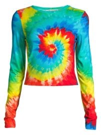 Shop Alice Olivia Delaina Rainbow Tie Dye Crew Top at Saks Fifth Avenue