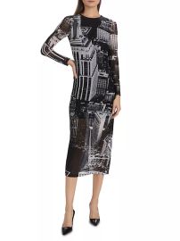 Shop Alice Olivia Delora Cityscape Print Midi-Dress at Saks Fifth Avenue