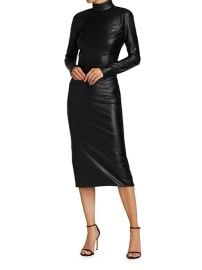 Shop Alice Olivia Delora Vegan Leather Bodycon Midi Dress at Saks Fifth Avenue