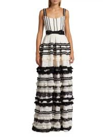 Shop Alice Olivia Denita Beaded amp Tiered Lace Gown at Saks Fifth Avenue