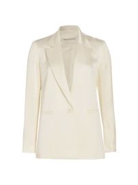 Shop Alice Olivia Denny Satin Single-Button Boyfriend Blazer at Saks Fifth Avenue