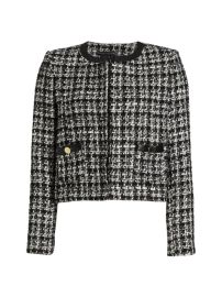 Shop Alice Olivia Donita Vegan Leather amp Tweed Jacket at Saks Fifth Avenue