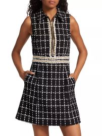 Shop Alice Olivia Ellis Threaded Check Minidress at Saks Fifth Avenue