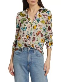 Shop Alice Olivia Eloise Butterfly Silk-Blend Blouse at Saks Fifth Avenue