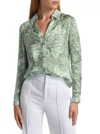 Shop Alice Olivia Eloise Silk-Blend Blouse at Saks Fifth Avenue