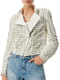 Shop Alice Olivia Jace Embellished Leather Moto Jacket at Saks Fifth Avenue